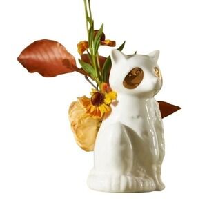 Anthropologie Winter White Creature Ceramic Raccoon Bud Vase New In Box
